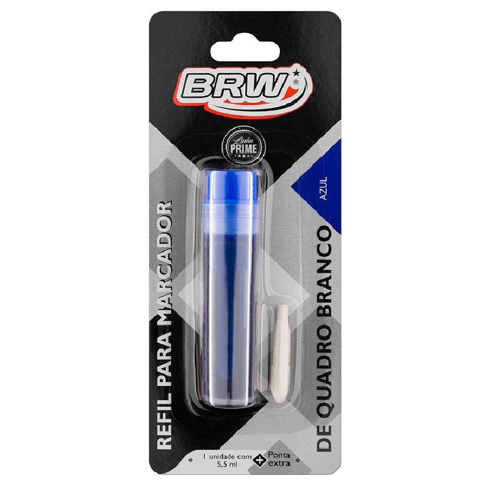 TINTA MARCADOR QUADRO BRANCO REFIL PARA PINCEL AZUL (5,5ML + PONTA) - BRW