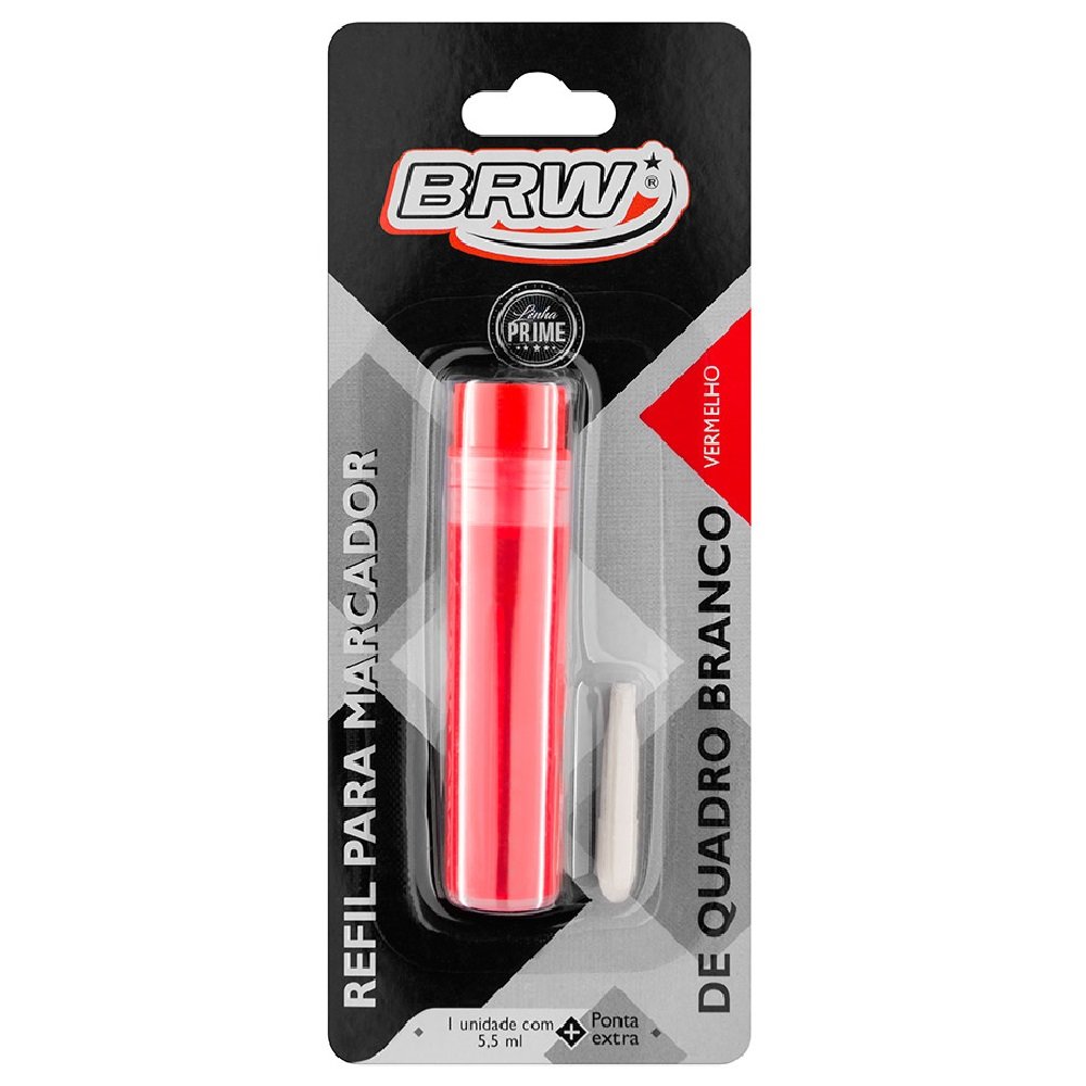 TINTA MARCADOR QUADRO BRANCO REFIL PARA PINCEL VERMELHO (5,5ML + PONTA) - BRW